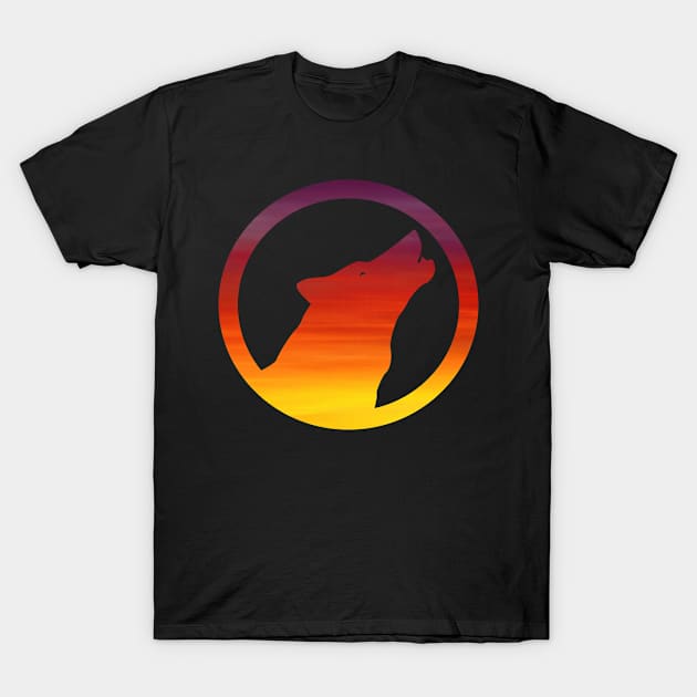 Howling Wolf In Sunset Colors T-Shirt by PhotoArts